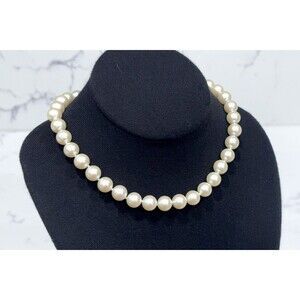 Vintage Carolee Faux Pearl Necklace Gold Heart Tag Bridal 1980s